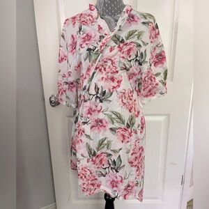 Show Me Your MuMu Pink Green White Floral Robe Bridesmaid Wedding One Size